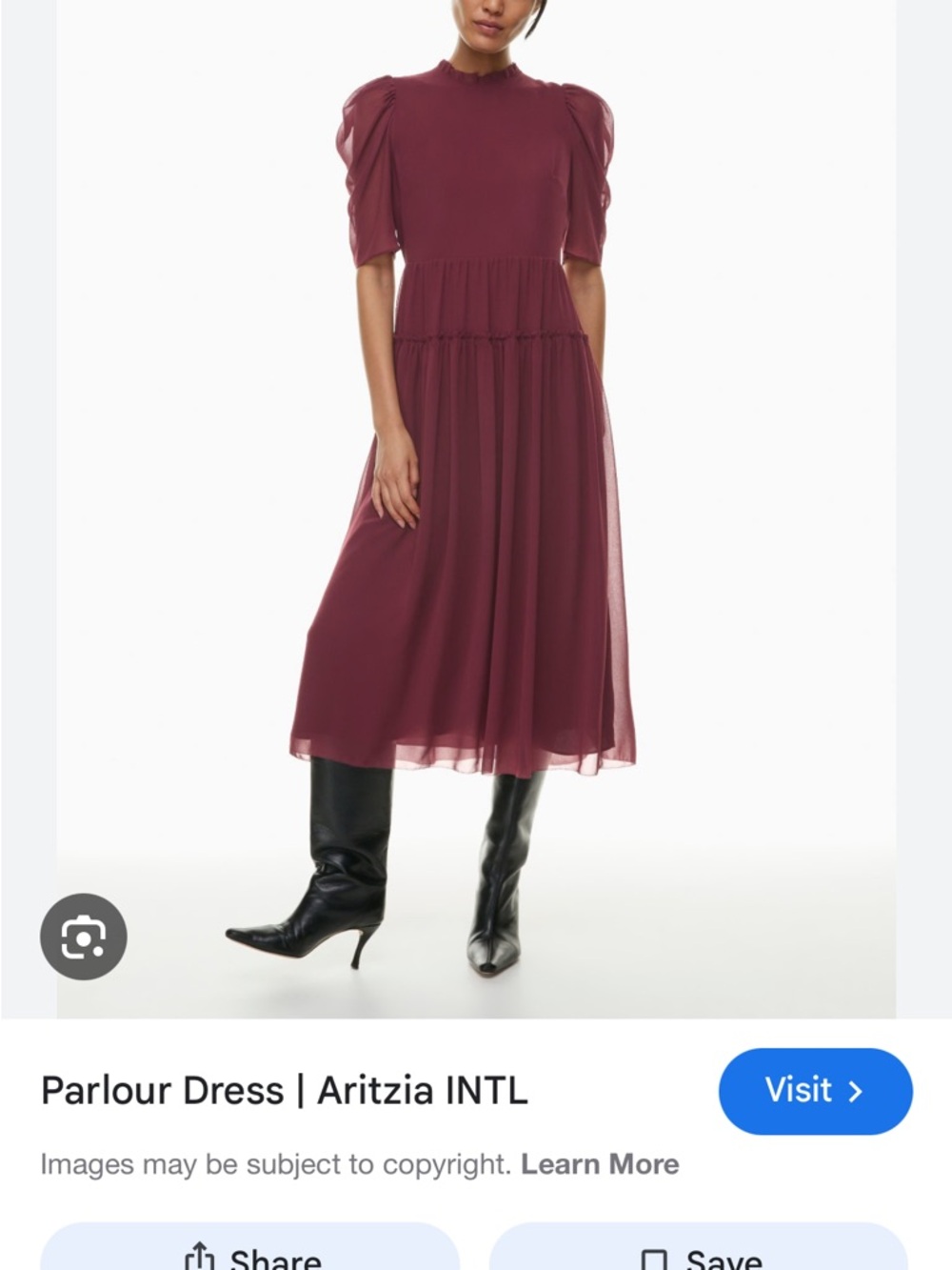 Aritzia Parlour Midi Dress in Burgundy